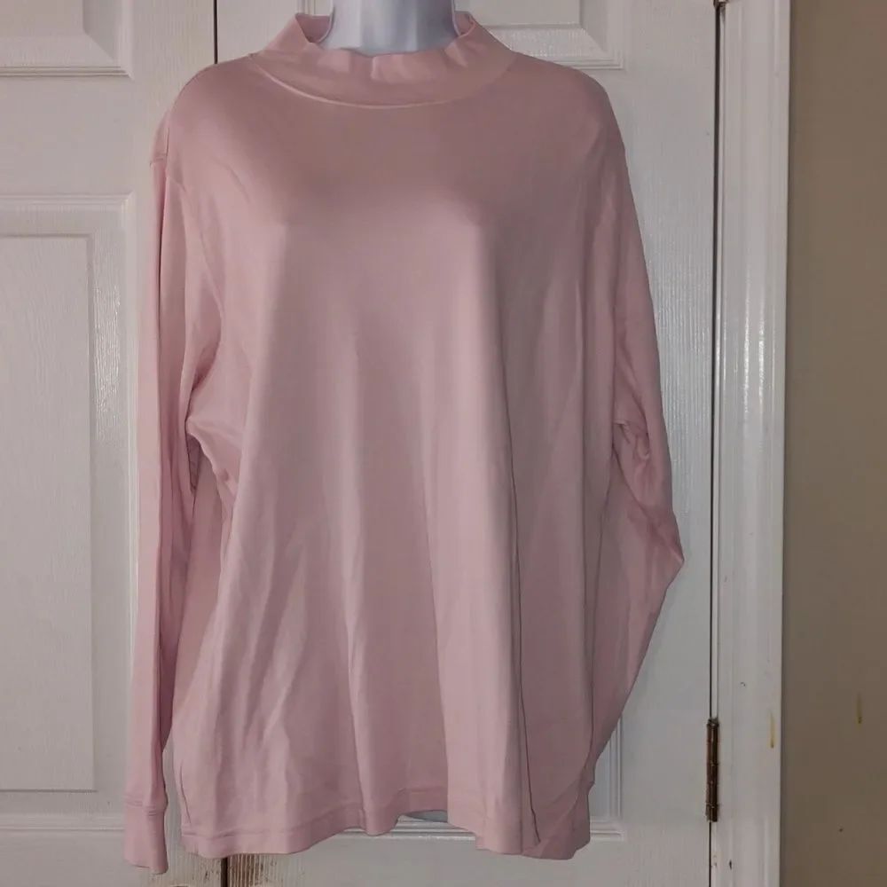 Lands' End baby pink long sleeve mock turtle neck shirt Sz 2X NWOT